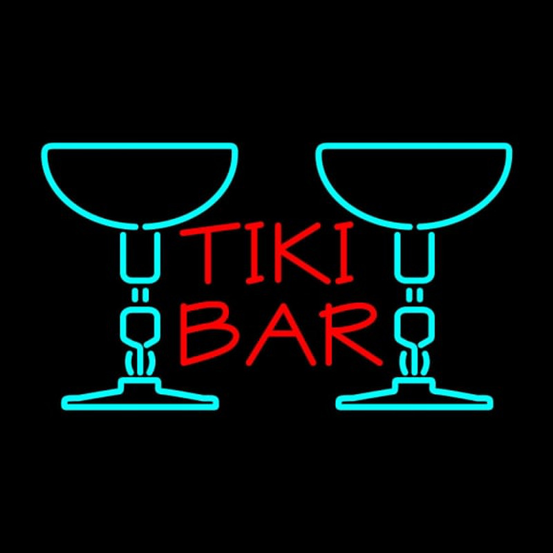 Tiki Bar with Two Martini Glasses Neonskylt