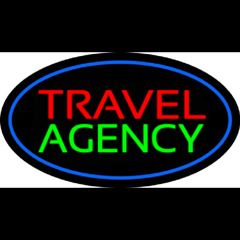 Travel Agency Blue Oval Neonskylt