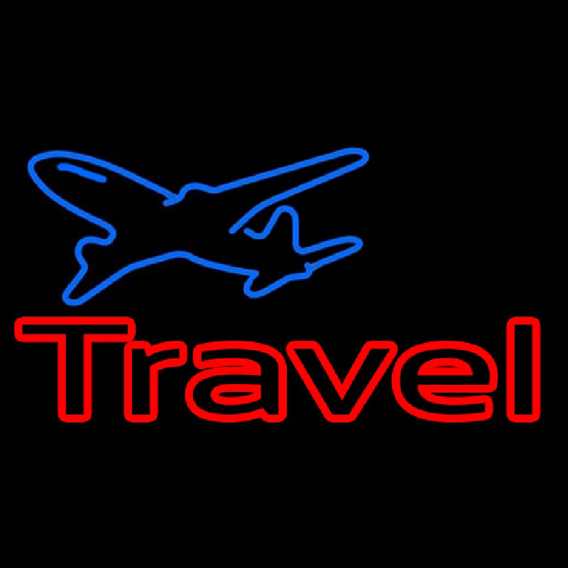 Travel With Plane Icon Neonskylt