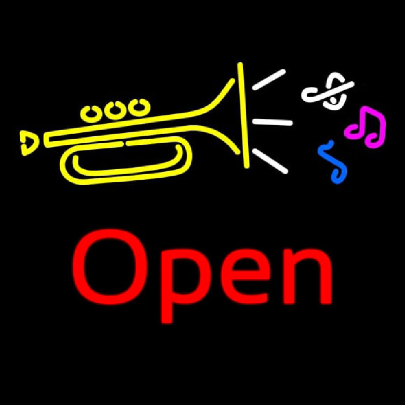 Trumpet Logo Open Neonskylt