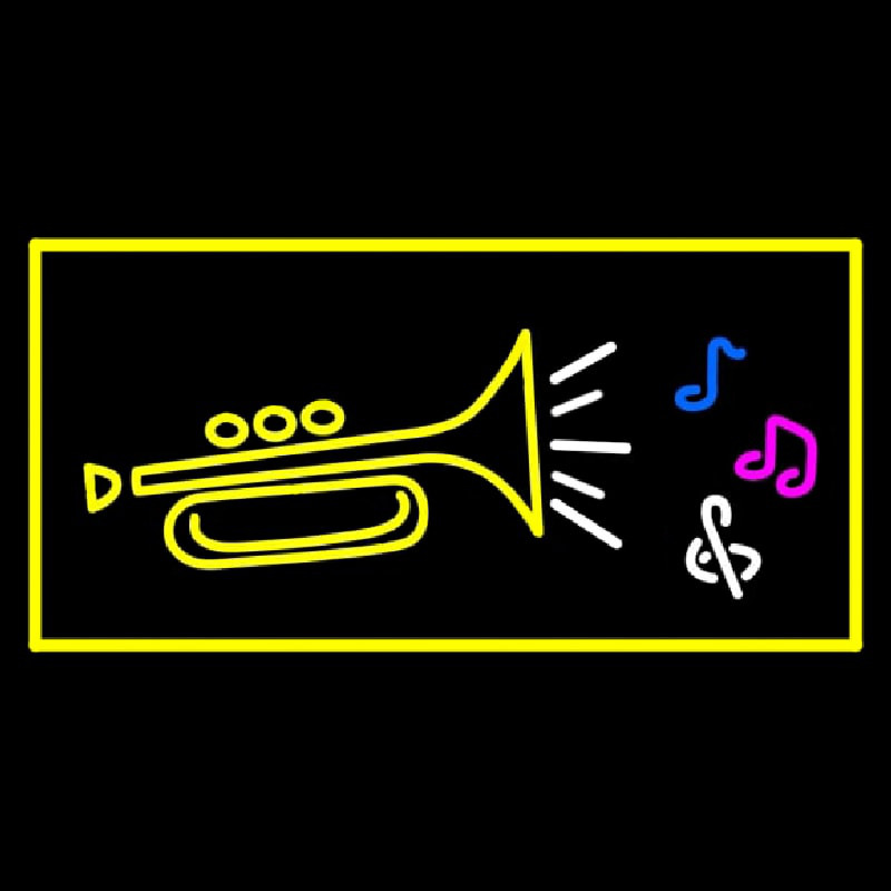 Trumpet Logo Rectangle Yellow Neonskylt