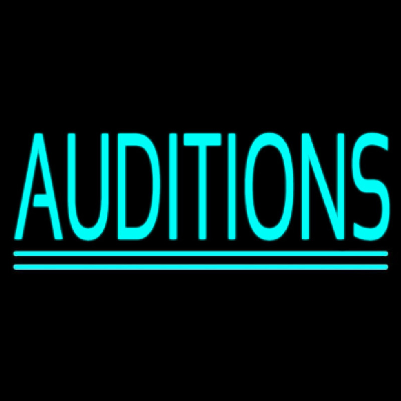 Turquoise Auditions Double Line Neonskylt