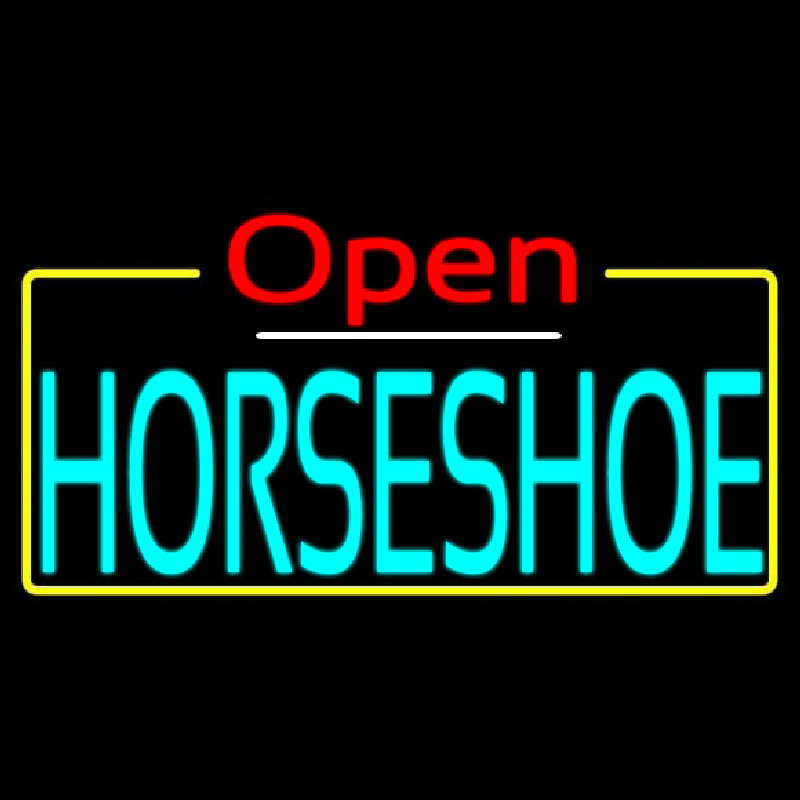 Turquoise Horseshoe Open Neonskylt