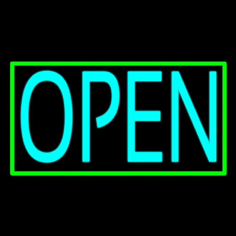 Turquoise Open Green Open Neonskylt