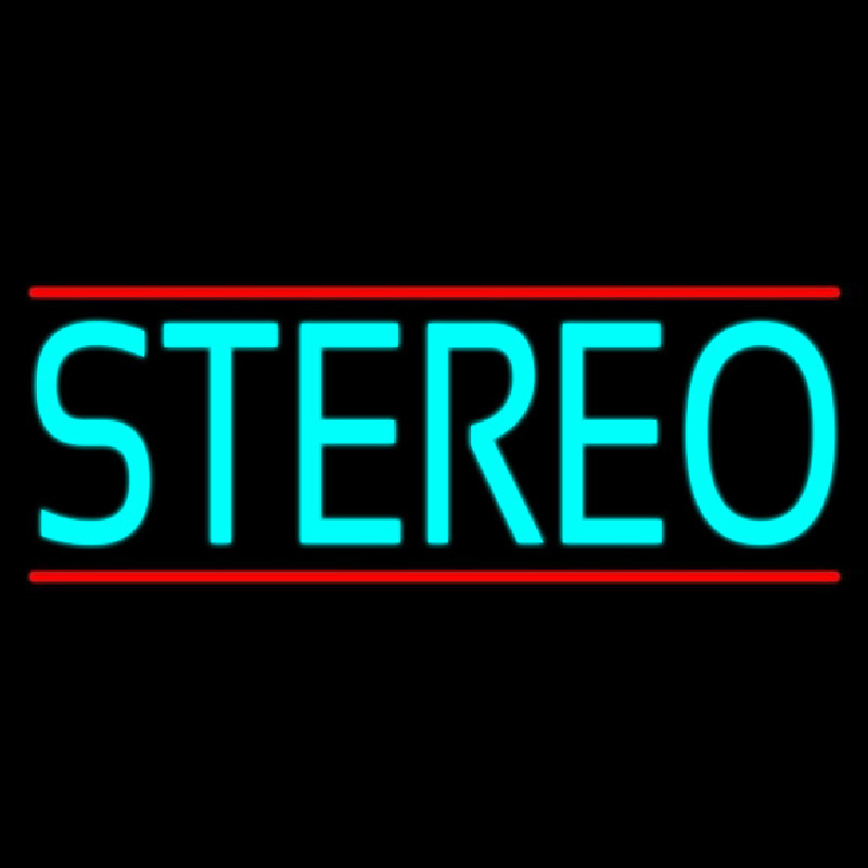 Turquoise Stereo Block Red Line Neonskylt