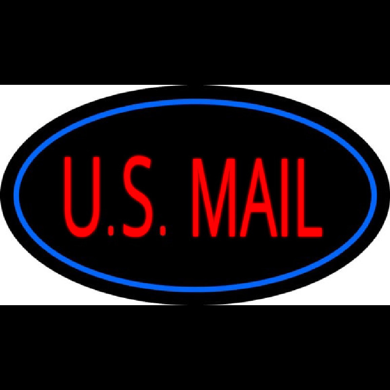 Us Mail Oval Blue Neonskylt