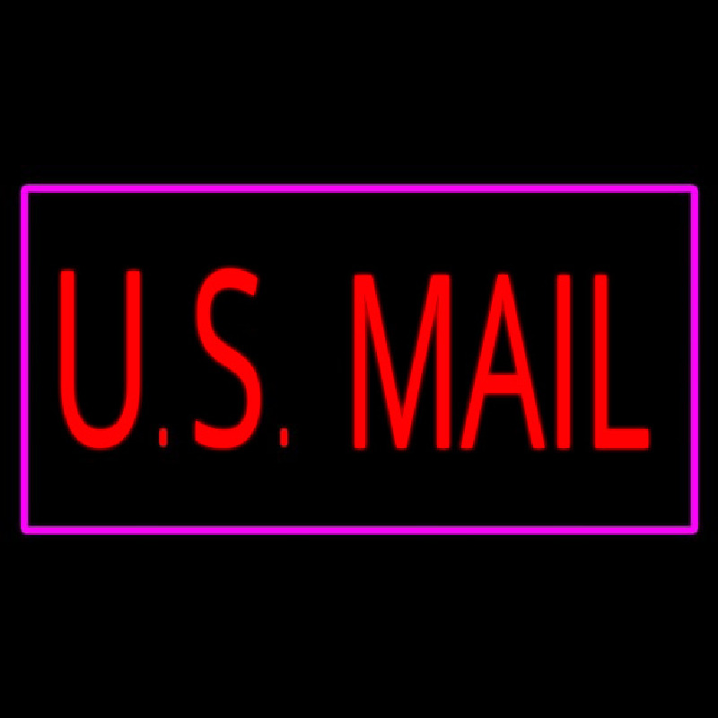 Us Mail Rectangle Purple Neonskylt