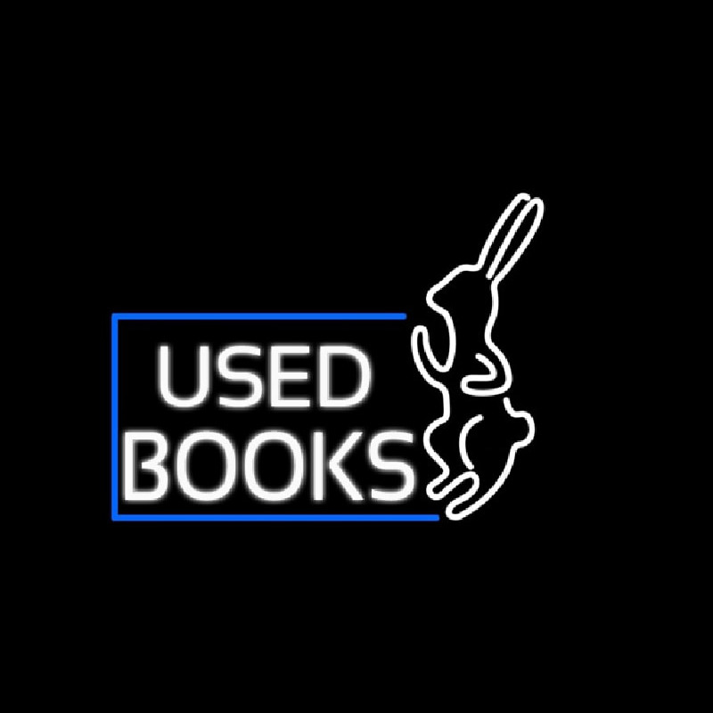 Used Books With Rabbit Logo Neonskylt