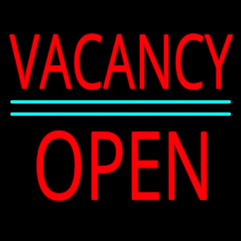 Vacancy Block Open Green Line Neonskylt