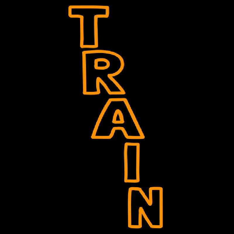 Vertical Orange Train Neonskylt