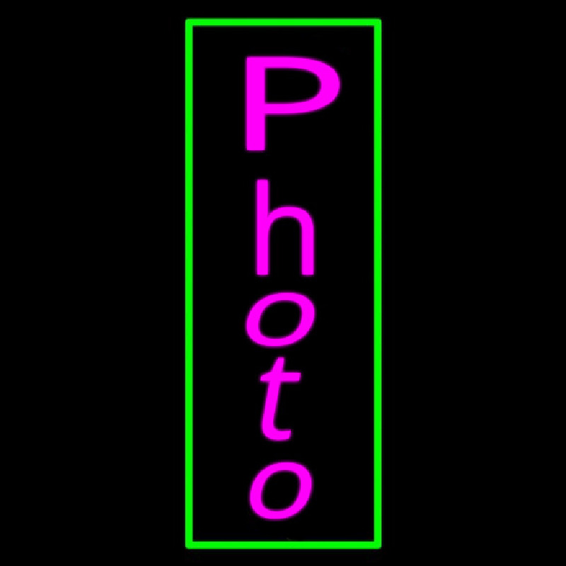 Vertical Photo Green Border Neonskylt