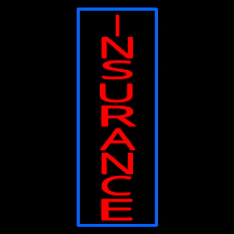 Vertical Red Insurance Blue Border Neonskylt