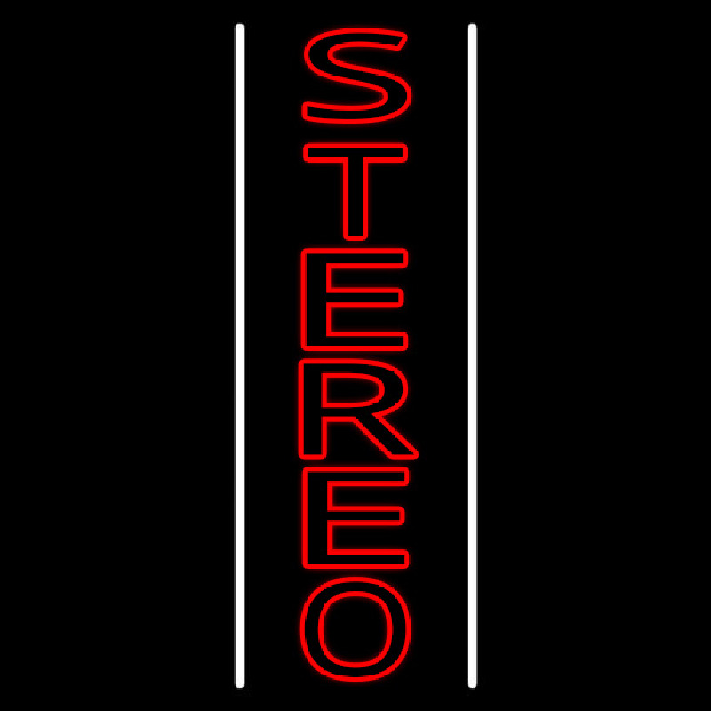 Vertical Red Stereo Block White Line Neonskylt