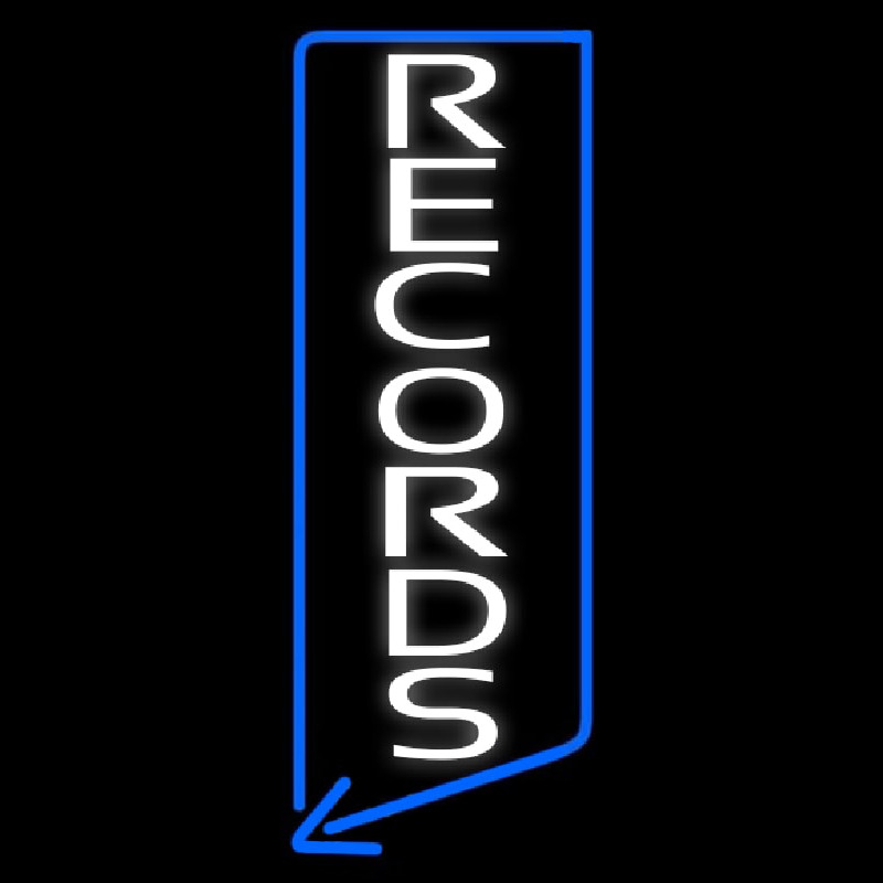 Vertical White Records Neonskylt