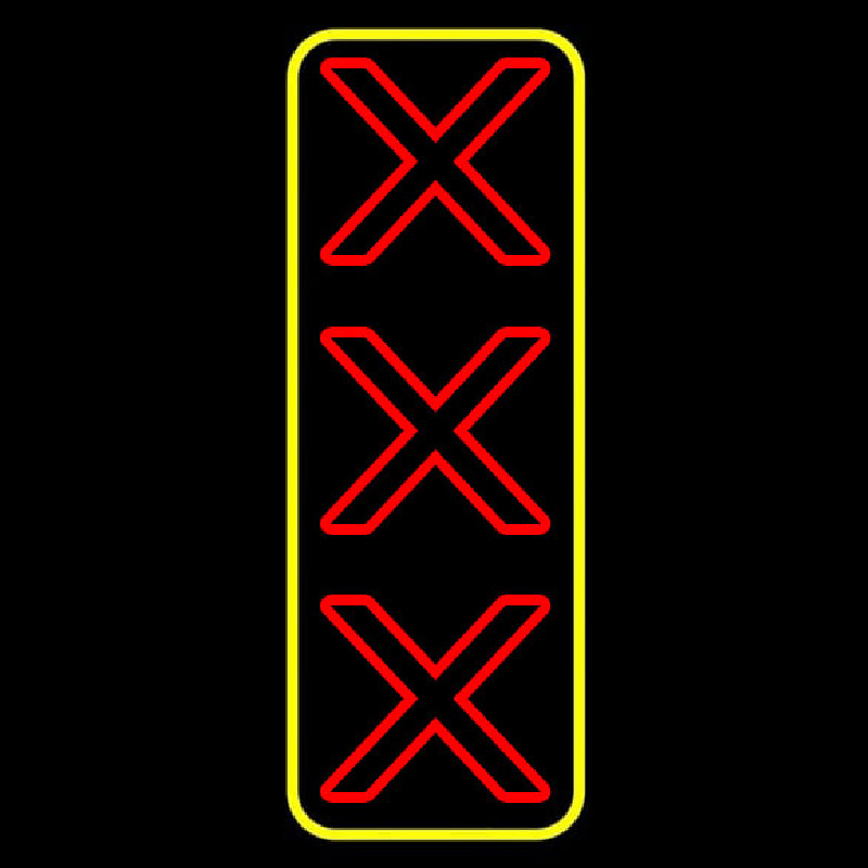 Vertical X   With Yellow Border Neonskylt