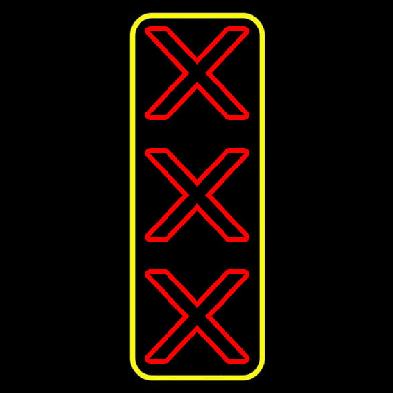 Vertical X   With Yellow Border Neonskylt