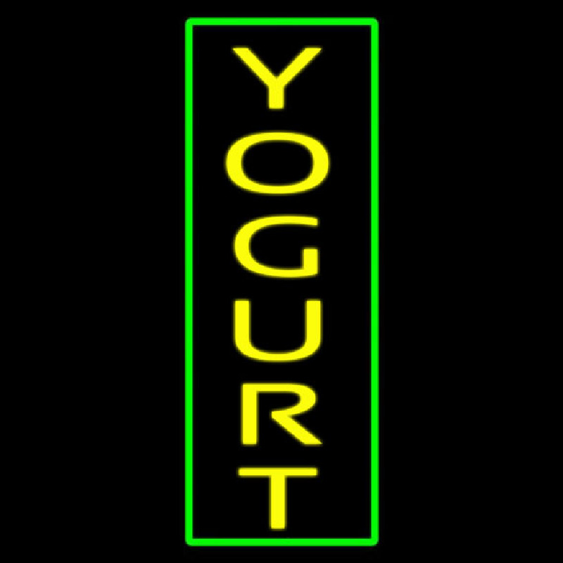 Vertical Yellow Yogurt With Green Border Neonskylt