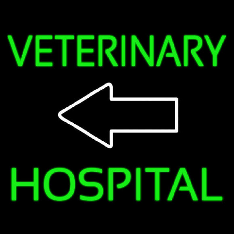 Veterinary Hospital With Arrow 1 Neonskylt