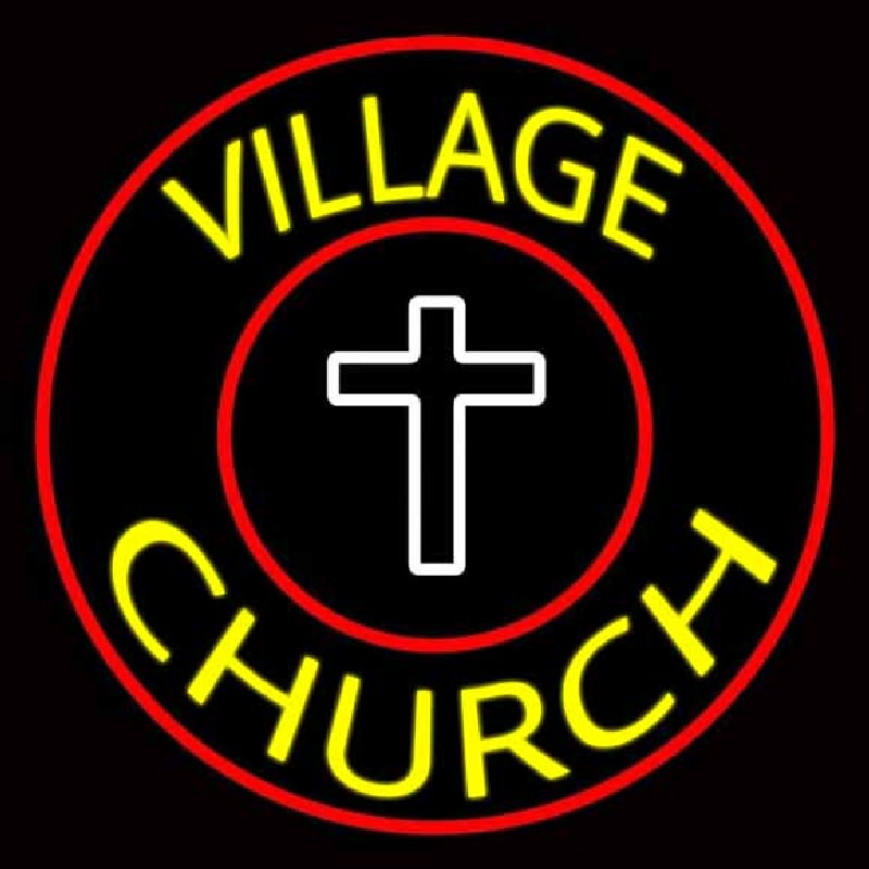 Village Church With Border Neonskylt