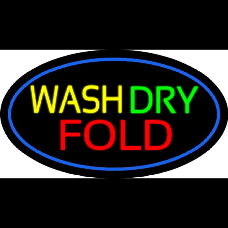 Wash Dry Fold Oval Blue Neonskylt