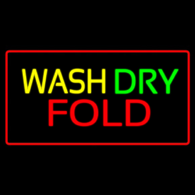 Wash Dry Fold Red Border Neonskylt