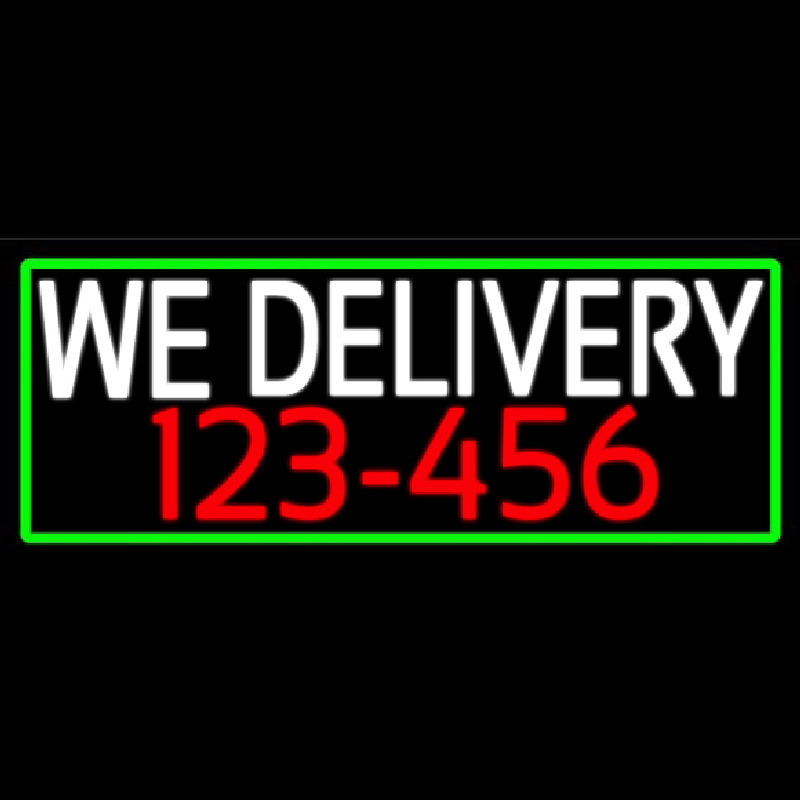 We Deliver Number With Green Border Neonskylt