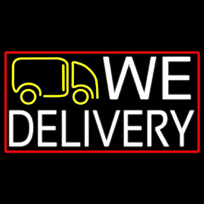 We Deliver Van With Red Border Neonskylt