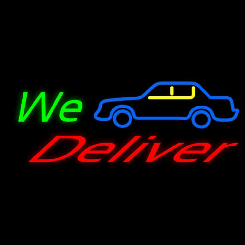 We Deliver With Car Neonskylt