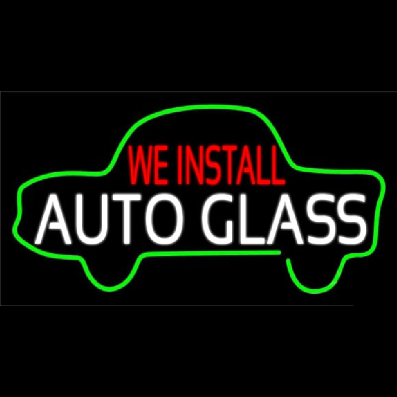 We Install Auto Glass Car Logo Neonskylt