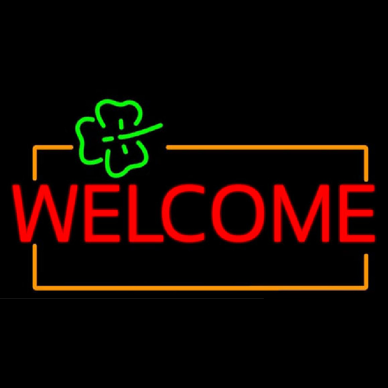 Welcome Orange Border Neonskylt