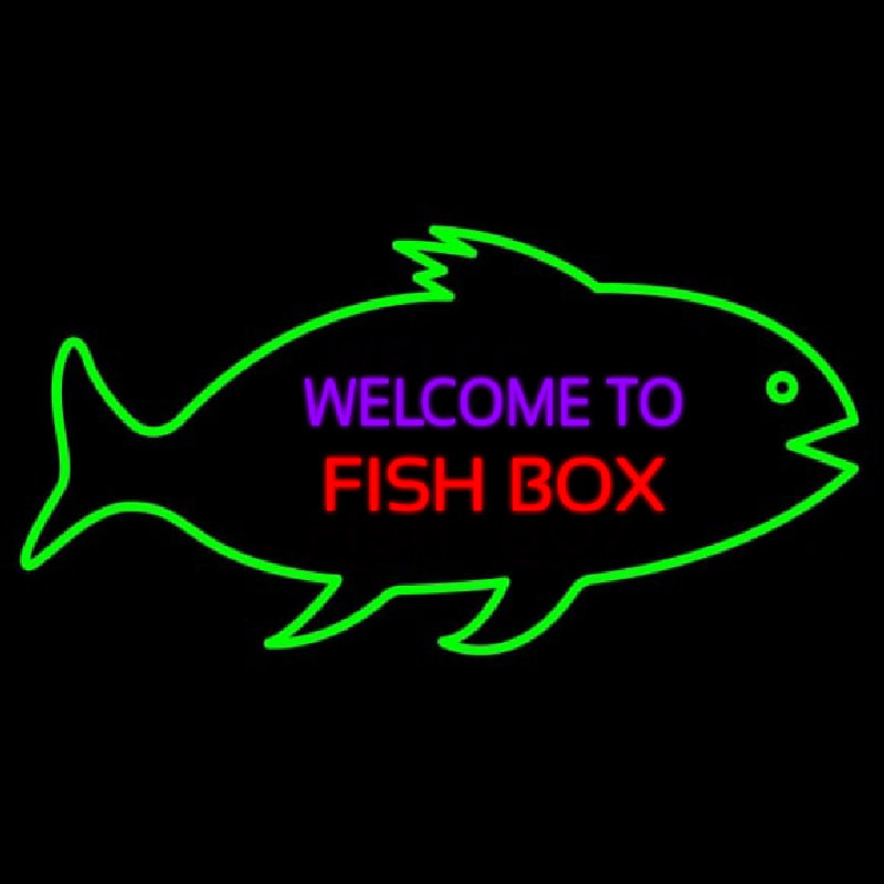Welcome To Fish Bo  With Green Bo  Neonskylt