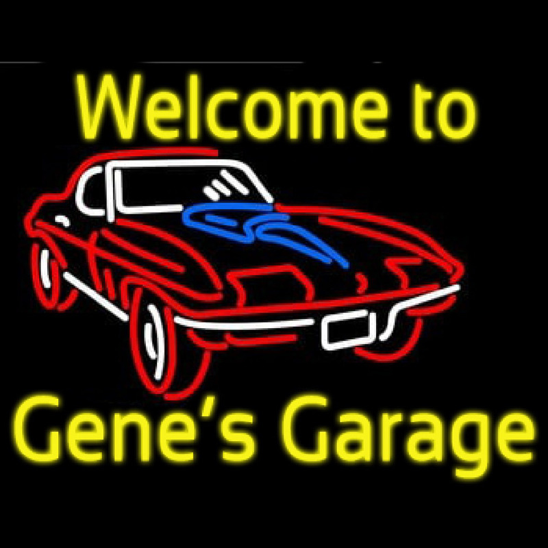 Welcome to Genes Garage Car Logo Neonskylt