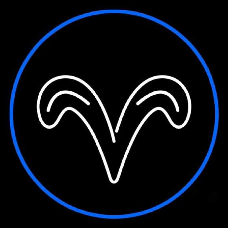 White Aries With Blue Circle Neonskylt