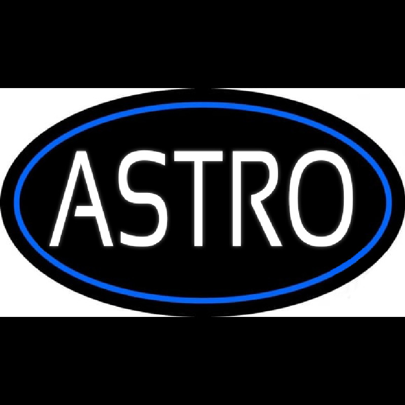 White Astro Blue Border Neonskylt