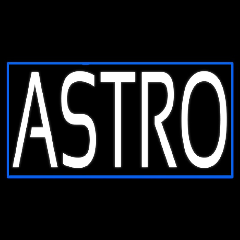 White Astro Blue Border Neonskylt