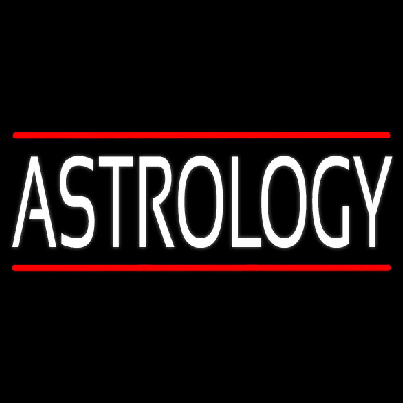 White Astrology Block Red Line Neonskylt