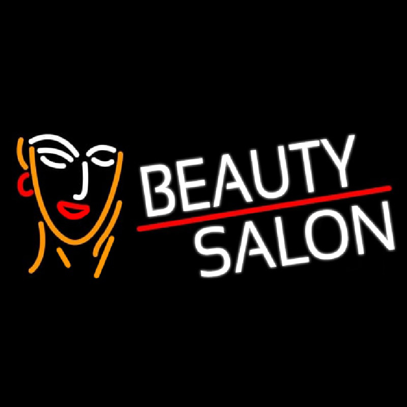 White Beauty Salon With Girl Neonskylt