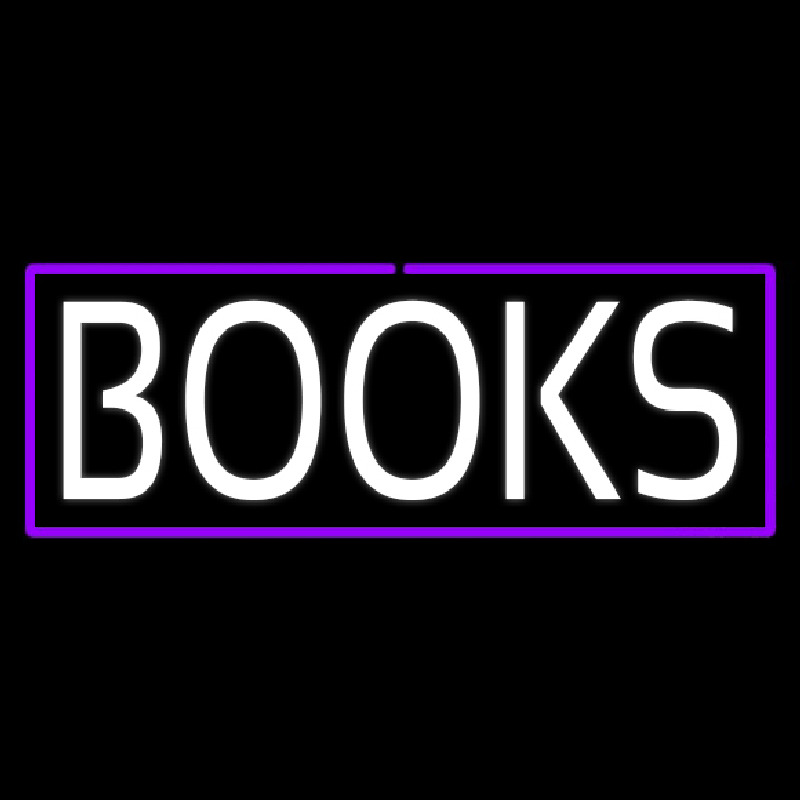White Books Purple Border Neonskylt