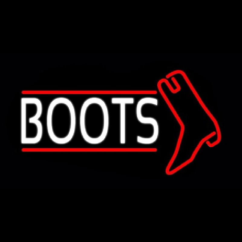 White Boots With Logo Neonskylt