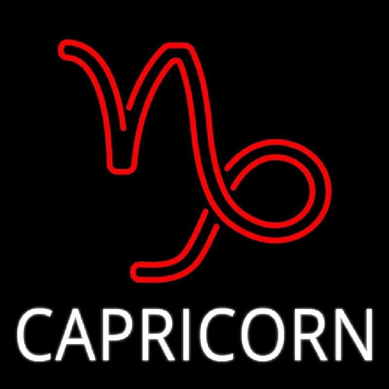 White Capricorn Red Logo Neonskylt