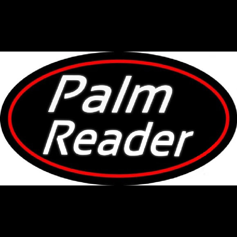 White Cursive Palm Reader Neonskylt
