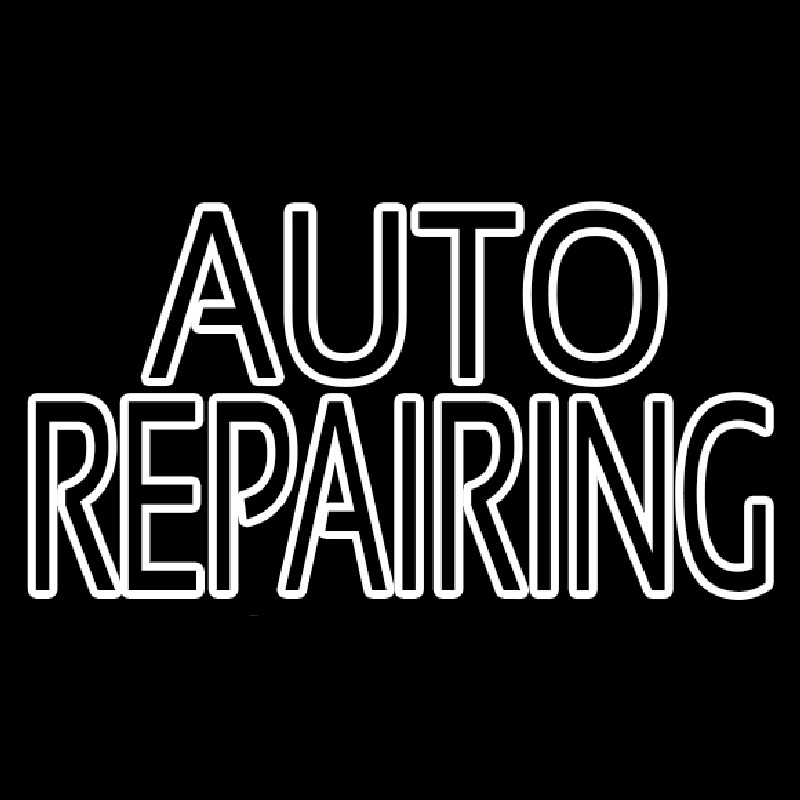 White Double Stroke Auto Repair Neonskylt