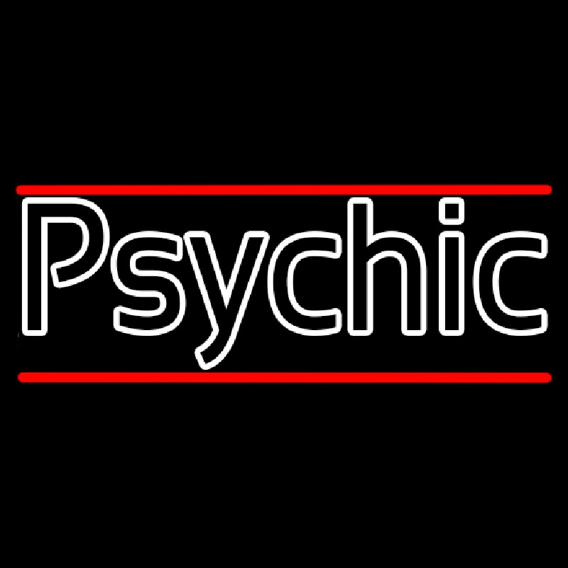 White Double Stroke Psychic And Red Line Neonskylt