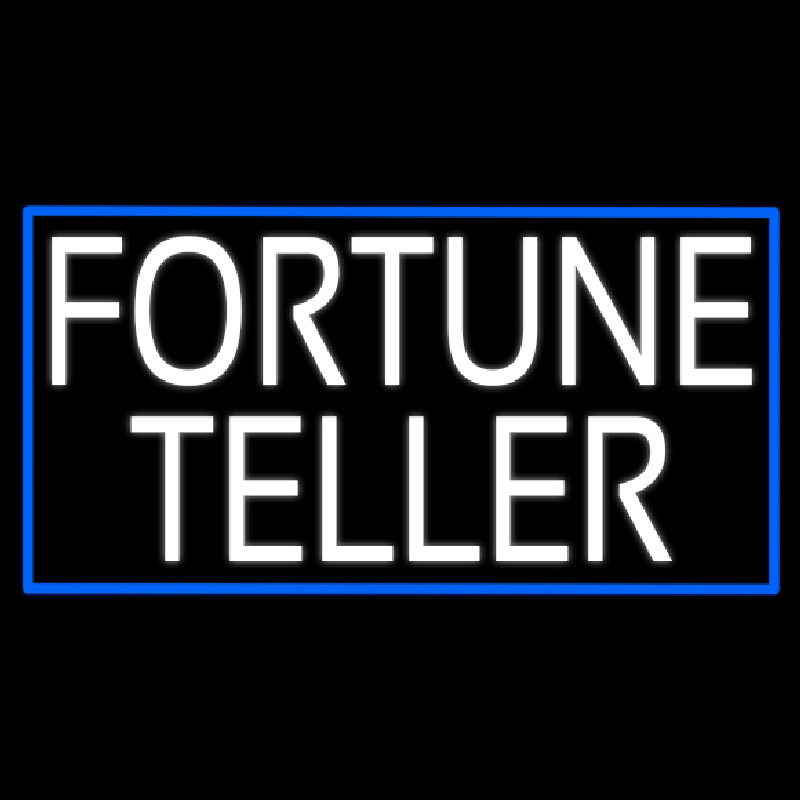 White Fortune Teller With Blue Border Neonskylt