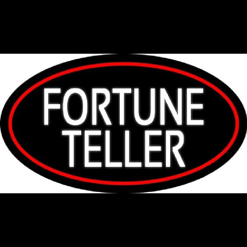 White Fortune Teller With Red Border Neonskylt