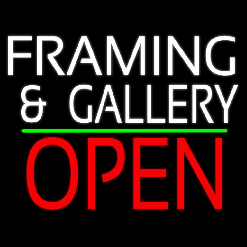 White Framing And Gallery With Open 1 Neonskylt