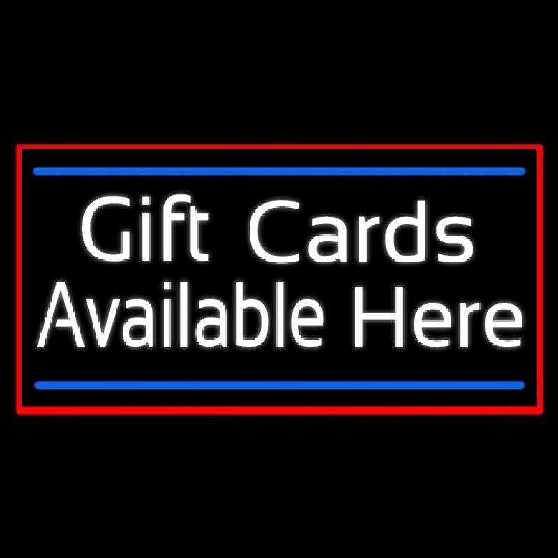 White Gift Cards Available Here Blue Line Neonskylt