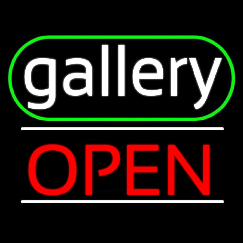 White Letters Gallery With Open 3 Neonskylt