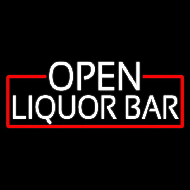 White Liquor Bar With Red Border Neonskylt