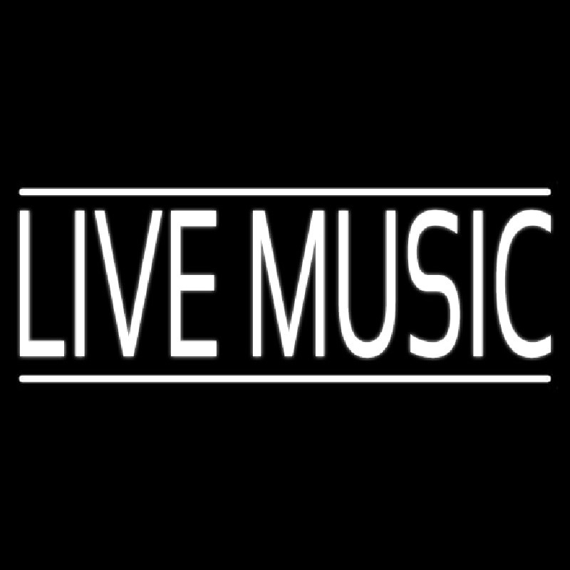 White Live Music Block Neonskylt